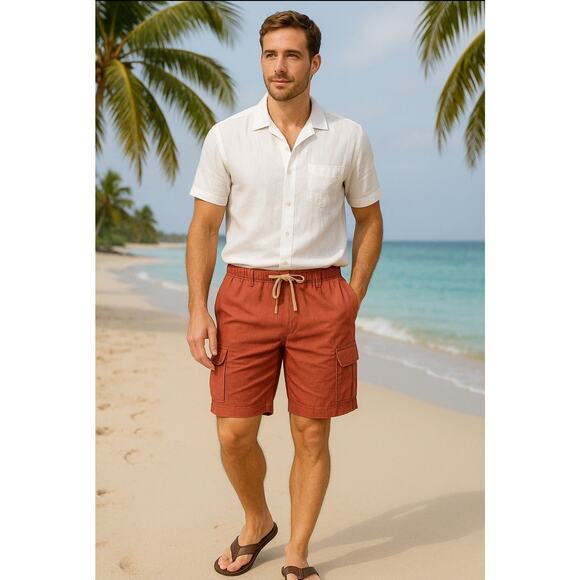New Tommy Bahama Men's Linen The Dream Cargo 9 Shorts Canyon XXL NWT $110 - Picture 1 of 14